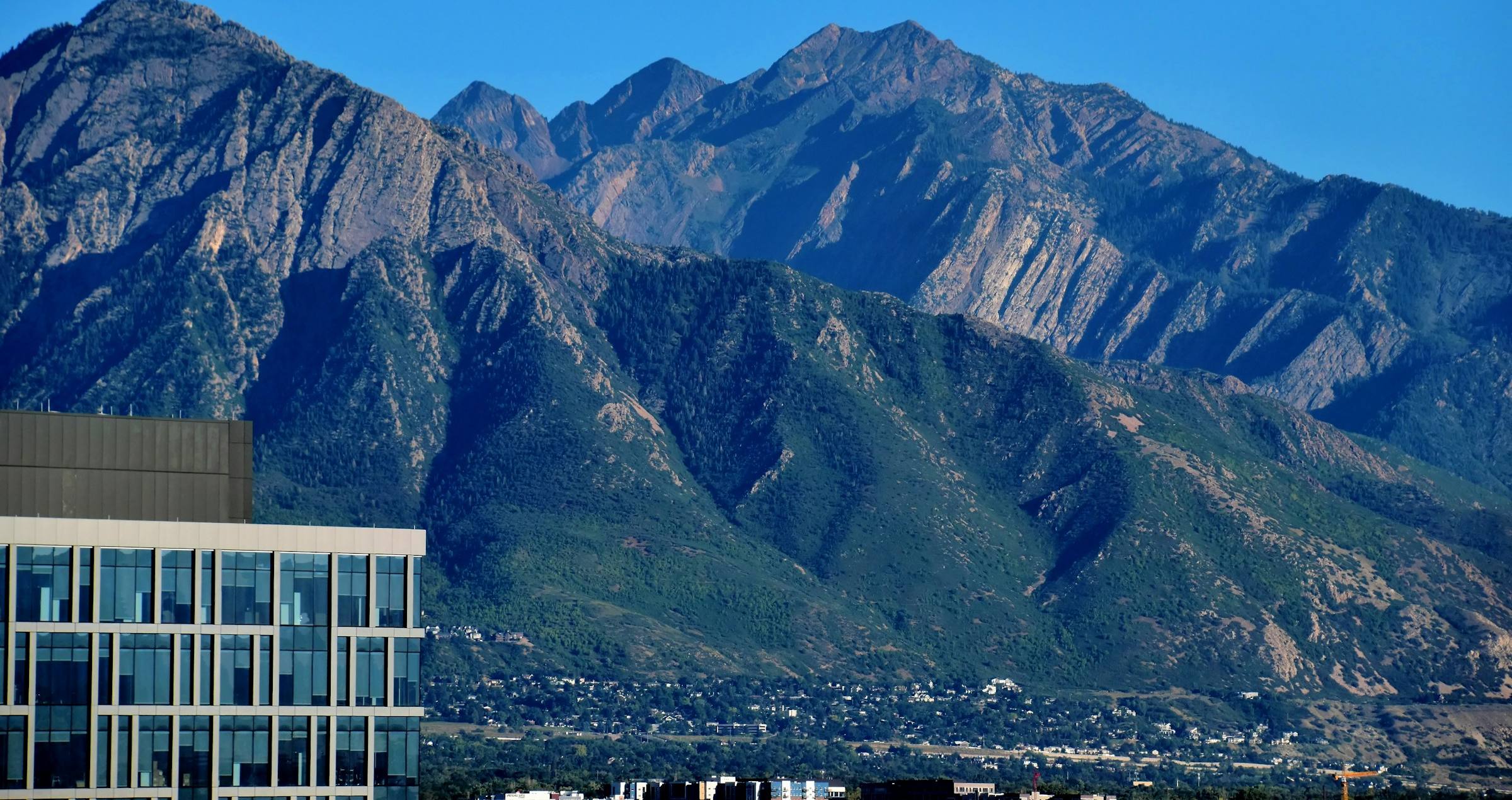 Office building in front of the Wasatch Range, Utah